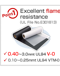 Excellent flame resistance (UL File No.E301813)